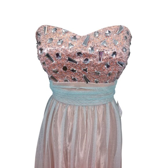 Vintage Blondie Nites Dress Peach Mint Ombre Beaded Prom Semi Formal Sz 11 - Picture 11 of 11